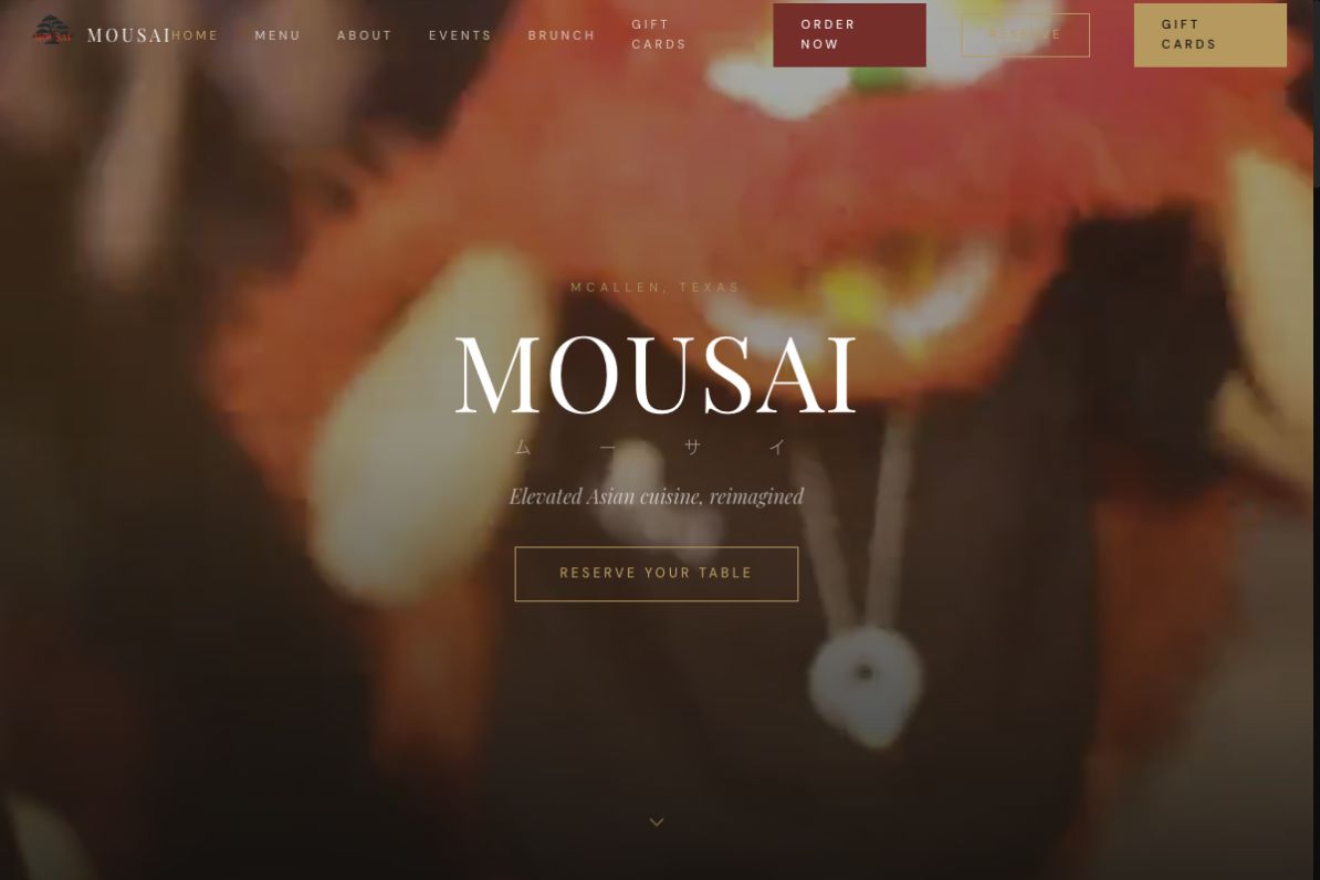 Mousai’s restaurant website, managed by Emerald Media