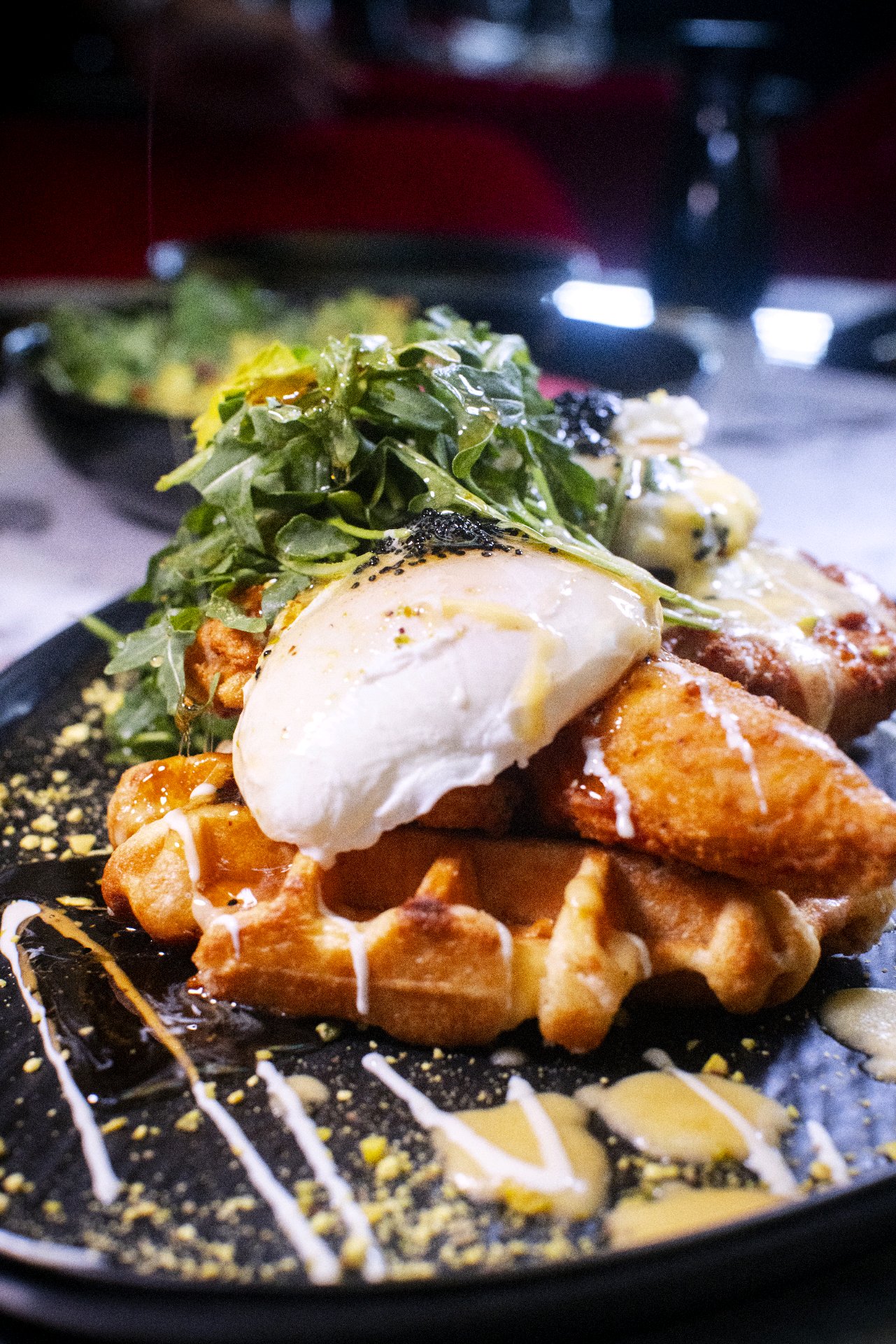 Japanese fried chicken and waffles at Mousai