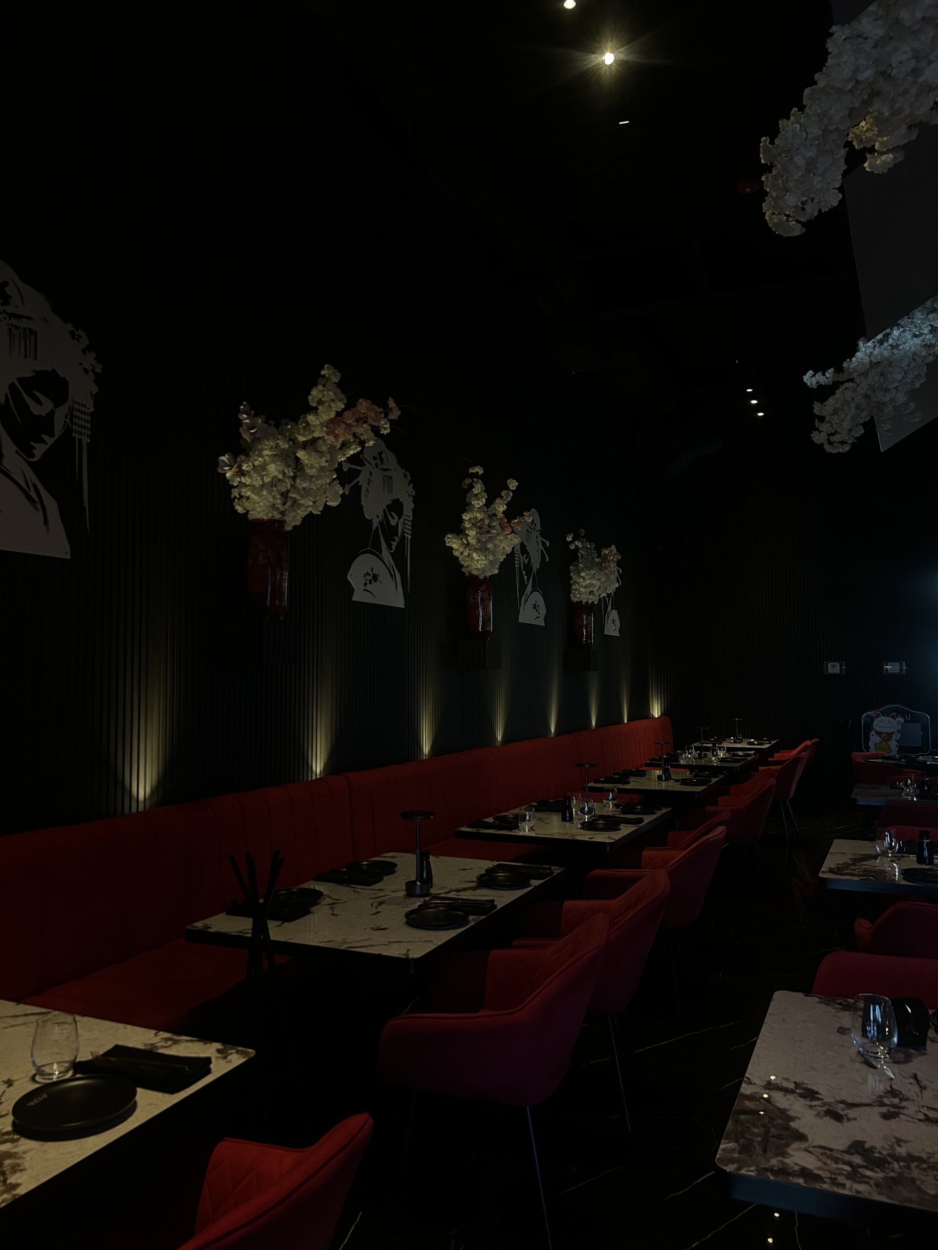 Mousai’s original private dining area and red banquette